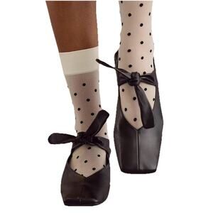 VIMITTY Women’s Black Square Toe Bow Knot Ballet Flats Tie Strap Mary Jane Shoes